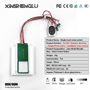 Interruptor Inteligente para Espejo con Control por Voz y Regulador <span class=keywords><strong>de</strong></span> Intensidad para Espejo <span class=keywords><strong>de</strong></span> Baño LED, Función Antivaho, Certificación CE RoHS, OEM ODM - Product Image 1