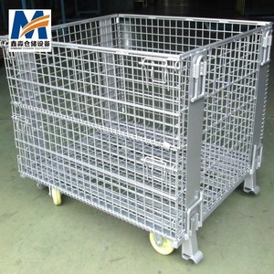 Mracking ağır hareketli galvanizli demir çerçeve katlanır tekerlekli depolama kafesi ekspres sıralama tel konteyneri depo depolama - Product Image 6