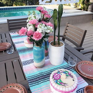Camino <span class=keywords><strong>de</strong></span> <span class=keywords><strong>Mesa</strong></span> Mexicano Estilo Serape Jacquard, Bordado y Tejido, para Fiestas, Bodas, Picnics al Aire Libre, Cumpleaños, Camino <span class=keywords><strong>de</strong></span> <span class=keywords><strong>Mesa</strong></span> Colorido - Product Image 3