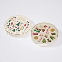 Emballage cadeau de Noël personnalisé biodégradable en carton, boîte à bonbons ronde mignonne avec logo personnalisé