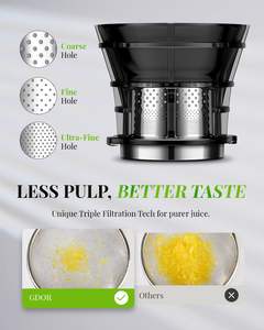 Extracteur de jus à froid à pression lente, sans épluchage, nettoyage facile, moteur silencieux, assemblage facile - Product Image 4