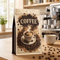 Sacs à café à huit soudures latérales de forme personnalisée avec fermeture éclair refermable, imprimés, de qualité alimentaire pour grains de café de spécialité