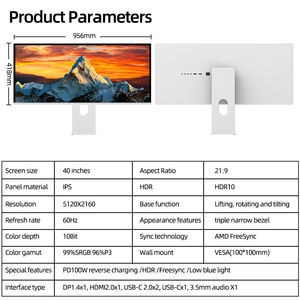 KUYCON P40U 60 Hz 5120*216 UHD 10Bit Freesync/G-Sync Kompatibler IPS Computermonitor 5k 40 Zoll Bildschirm Ohne Halterung - Product Image 2
