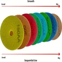 4-Inch 8Pcs Spons Penggosok Basah Bulat Serat Fiber untuk Membersihkan & Memoles Marmer Granit Batu Beton Keramik