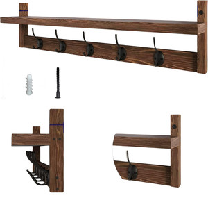 Ganci <span class=keywords><strong>da</strong></span> <span class=keywords><strong>Parete</strong></span> con Mensola, <span class=keywords><strong>Appendiabiti</strong></span> <span class=keywords><strong>da</strong></span> Ingresso in Legno con Mensola, Attaccapanni <span class=keywords><strong>da</strong></span> <span class=keywords><strong>Parete</strong></span> - Product Image 1