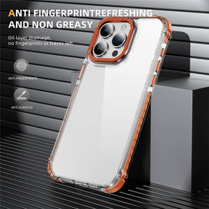 Coque de téléphone rigide en TPU acrylique transparent antichoc avec cadre métallique coloré de haute qualité pour iPhone 17 16 15 14 <span class=keywords><strong>Pro</strong></span> Max - Product Image 3