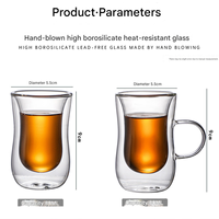 Tasse à café isolée en verre en forme de taille transparente Tasses à double couche Petite taille Drinkware