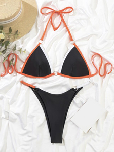 <span class=keywords><strong>Maillot</strong></span> <span class=keywords><strong>de</strong></span> <span class=keywords><strong>Bain</strong></span> Deux Pièces <span class=keywords><strong>Femme</strong></span> Halter Découpé Couleur Bloc Dos Nu pour Plage et Natation - Product Image 3
