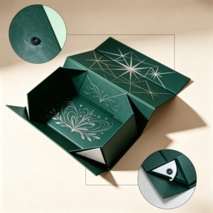 Boîte cadeau personnalisée en carton ondulé rigide de 2 mm d'épaisseur, pliable, avec gaufrage, emballage de luxe pour mariage, entreprise, promotion - Product Image 2