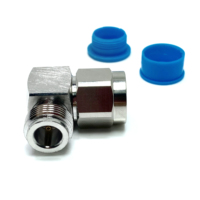 Pasokan pabrik 75 ohm tipe N konektor laki-laki ke perempuan sudut kanan 90 derajat adaptor berlapis nikel konektor koaksial rf