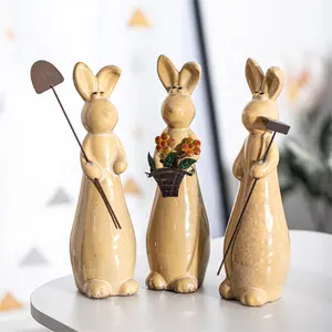 El yapımı seramik paskalya tavşanı dekorasyon emek tavşanlar ile kürek