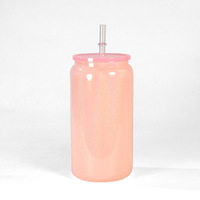 Tasse à paille en verre borosilicaté de couleur unie à sublimation de 16oz allant au micro-ondes et au lave-vaisselle Design moderne