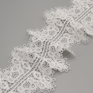 Hot Bán Trắng 100% Polyester Pháp Ren Pháp Ren Sang Trọng Rộng Nước Hòa Tan Ren Cho May Mặc - Product Image 6