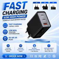 Chargeur rapide HNT 65W GaN PD PPS QC3.0 avec certification RCM, ports 2C1A pour ordinateurs portables et Samsung Galaxy S21 S22 S23