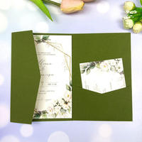 Élégantes cartes d'invitation de mariage de poche 5x7 en papier nacré découpé au laser, pliées en trois, avec enveloppes pour événement de douche nuptiale