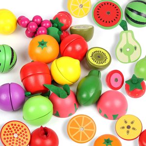 Accessoires de jeu d'imitation de <span class=keywords><strong>cuisine</strong></span> personnalisés en gros Jouets de <span class=keywords><strong>simulation</strong></span> Ensemble de fruits en bois - Product Image 2