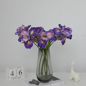 Fleurs d'iris artificielles en plastique EVA, branche unique, rose, violet, bleu, orange, décoratives pour salon, bureau, hôtel, mariage - Product Image 2