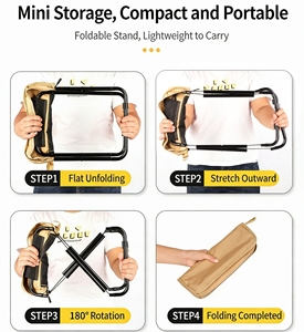 Taburete Plegable Ligero para <span class=keywords><strong>Camping</strong></span>, Acero al Carbono, Tela Oxford 600D, Carga de 120 kg, Portátil para Exteriores - Product Image 4