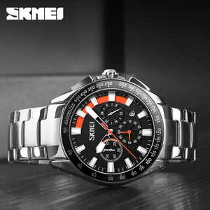 Skmei Men's Stainless Steel Watch Chronograph Tachymeter Luminous Hands Date 30M Waterproof Business Quartz Watch - Product Image 3