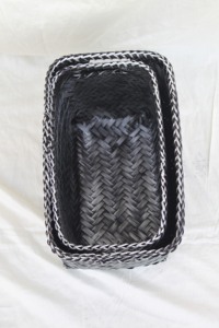 Paniers organisateur élégants en osier noir du Vietnam Design imbriqué en bambou pour étagères de placard comptoirs de cuisine ou usage de bureau - Product Image 2