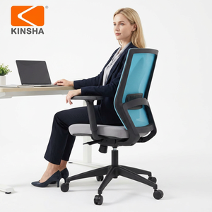 Chaise de conférence ergonomique pivotante à dossier moyen en maille KINSHA BGA-03, style moderne, avec soutien lombaire réglable et réglage de la hauteur - Product Image 1