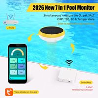 Nouveau Testeur Numérique d'Eau de Piscine 7-en-1 Intelligent Flottant avec WiFi pour la Mesure du Chlore, de la Salinité, du pH, de l'ORP, de l'EC, du TDS et de la Température