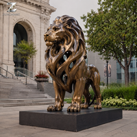 Grande sculpture de lion en bronze, statue d'animal grandeur nature personnalisée, décoration d'art public pour jardin extérieur, entrée de villa, fabricant