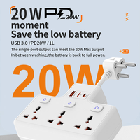 Multiprise murale avec protection contre les surtensions, rallonge électrique universelle avec ports USB