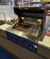 JOYEDA Armoires de cuisine extérieures modernes écologiques de style américain en acier inoxydable 304/316, robinet ignifuge en bois, charnière mobile