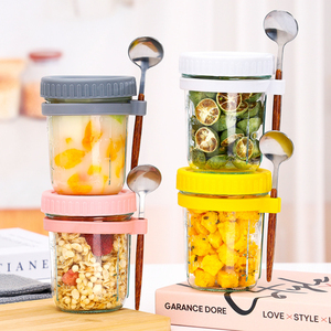 Vaso <span class=keywords><strong>de</strong></span> Vidrio Portátil para Yogur, Desayuno, Leche, Ensaladas, con Tapa y Cuchara, MIXWARES - Product Image 2