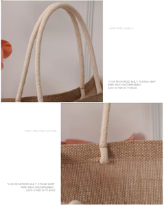 ถุงผ้าปอกระเจาแบบใช้มือจับกันน้ำใช้ช้อปปิ้งของขวัญเจ้าสาวใช้ซ้ำได้งานประดิษฐ์ทำด้วยตัวเอง - Product Image 4