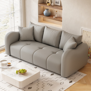 Cream Colored <b>Small</b> Sofa Leather Fabric Living Room Minimalist Style 2026 Design - Product Image 4