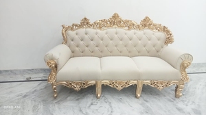 Juego de Sofás Tapizados Clásicos de Lujo, Estilo Europeo, Color Crema Dorado, Hechos a Mano, para Apartamentos y Centros Comerciales - Product Image 3