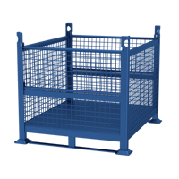 Conteneur en treillis métallique galvanisé robuste, pliable et empilable, cage à palettes en acier pour le stockage en entrepôt