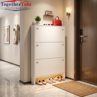 Meuble à chaussures moderne en acier écologique, grande capacité de rangement, ultra-fin, avec couvercle rabattable, pour l'entrée de la maison
