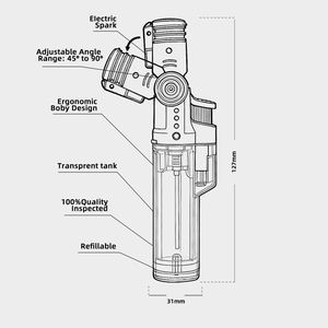 Encendedor de Butano de Plástico al por Mayor, Encendedor de Triple Chorro Ajustable, Encendedor de Cigarros Resistente al Viento, Encendedor Tipo Pistola - Product Image 6