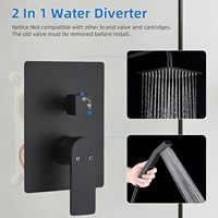 Ensemble de robinetterie de douche en laiton avec pommeau de douche pluie de 8 pouces et douchette à main noir mat