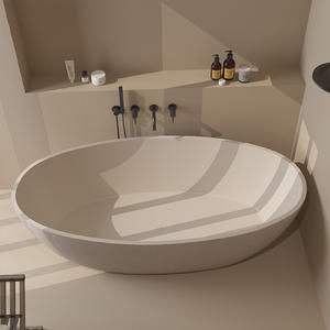 Baignoire autoportante pour hôtel, salle de bain intérieure, en surface solide, pour adultes, avec drain en pierre, écologique - Product Image 3
