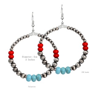 Nouvelles boucles d'<span class=keywords><strong>oreilles</strong></span> pendantes géométriques plaquées or européennes et américaines avec pierre principale en turquoise, <span class=keywords><strong>grandes</strong></span> boucles d'<span class=keywords><strong>oreilles</strong></span> de style Navajo occidental - Product Image 6