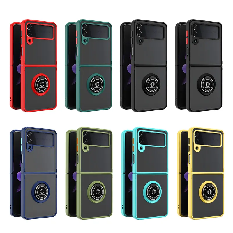 For Samsung Galaxy Z Flip 4 Case Stand Folding Anti-Fall Shockproof Protect Ring Bracket Mobile Phone Cover