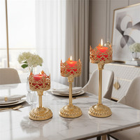 Ensemble de supports à bougies en fer doré de style européen, porte-bougie couronne pour bougies chauffe-plat, pour mariage, dîner aux chandelles et centre de table