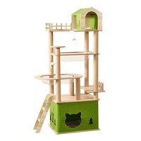 Arbre à chat de luxe moderne sur mesure, nouveau style, en bois, avec griffoir et maison, vente en gros