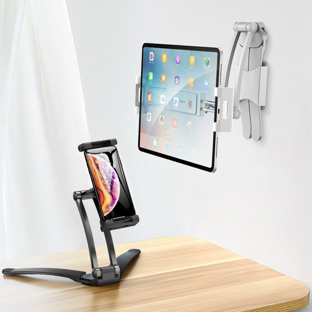 2 in 1 Wall Desktop Tablet Stands Kitchen Tablet Mount Stand Phone Holder 4-10.5 Inch Phone / Tablet Mount