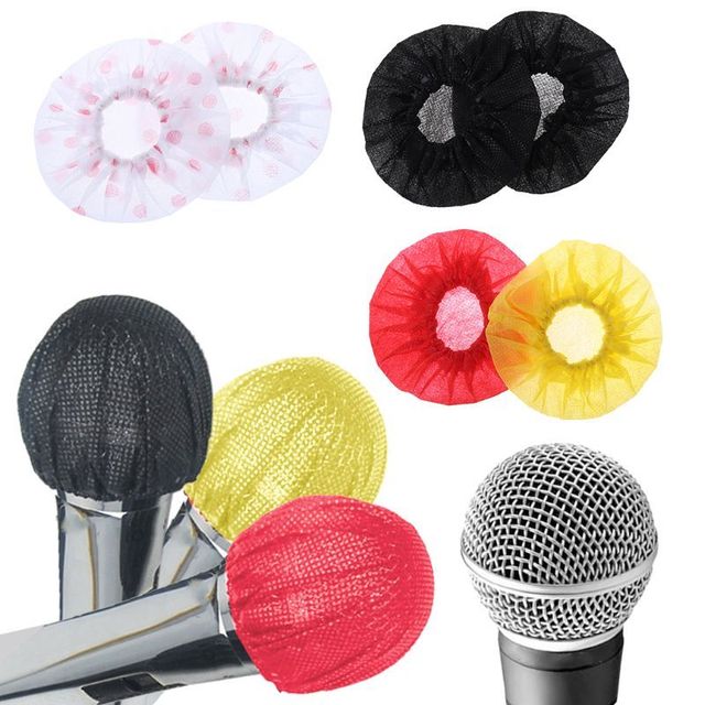 10/50Pair Disposable Non-Woven Microphone Cover Removal Windscreen Protective Mic Cap Pad for KTV Karaoke Stylish Desktop