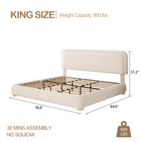 Expédition en 3 jours Lit Queen Size réglable Design européen moderne Luxueux Confortable Écologique Double revêtement en velours Cadre en bois