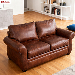 Nuevo Sofá de Cuero Genuino Color Marrón Oscuro, Estilo Retro, Hecho a Mano, de Lujo, para Vestíbulo de Hotel/Sala de Estar/Oficina - Product Image 5