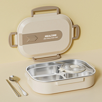 Mignon bol à déjeuner scolaire en acier inoxydable pour enfants, boîte bento avec pot alimentaire isotherme sous vide, bol à soupe, baguettes et cuillère