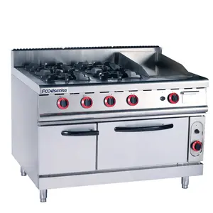 2019 hot sale Commercial kitchen 4 burner gas range &griddle with electric oven prices