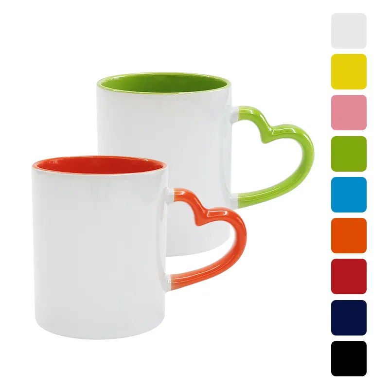 Stoviglie da ristorante Colorporcelana Cafe Mug colore interno 11oz dimensioni tazza tazza da caffè personalizzata per sublimazione
