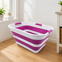 Panier à linge pliable en silicone, bac à laver portable avec poignées de transport pour la maison, la salle de bain et le rangement extérieur des vêtements
